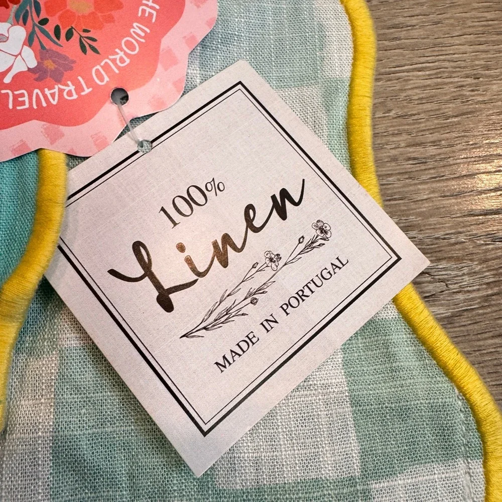 NWT LUZOH COLLECTIVE Portugal Placemats & Napkins Set of 2 Linen Teal‎